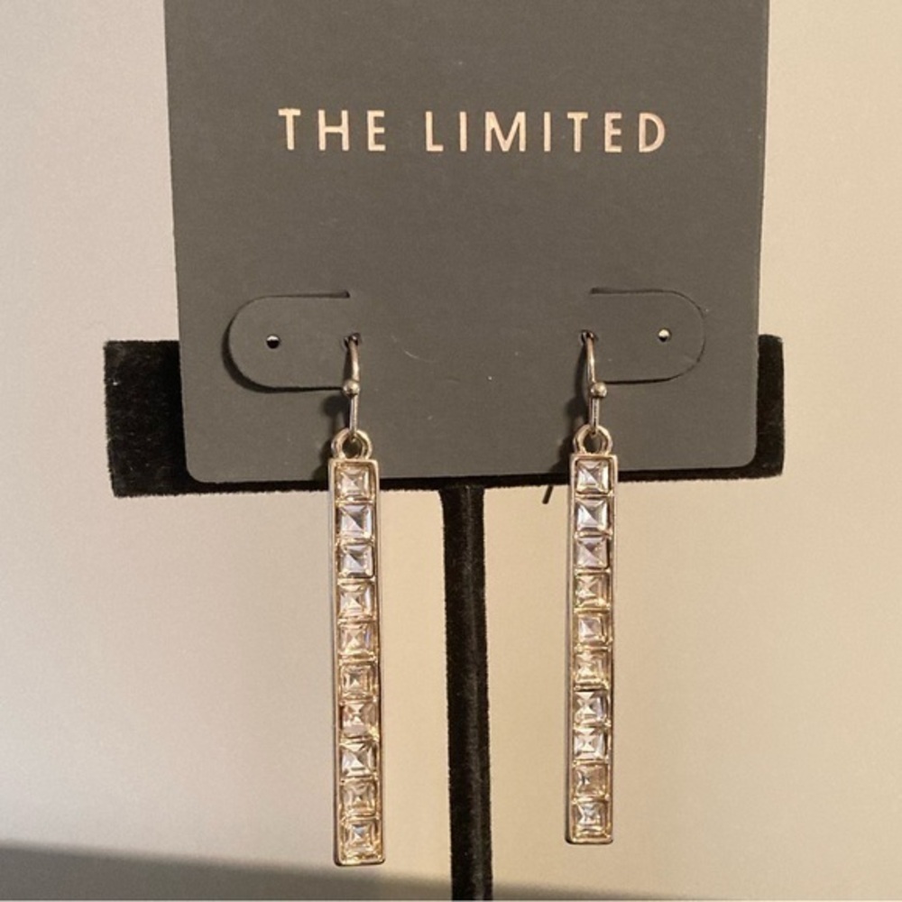 The Limited golden and rhinestone earrings. Long and sparkly